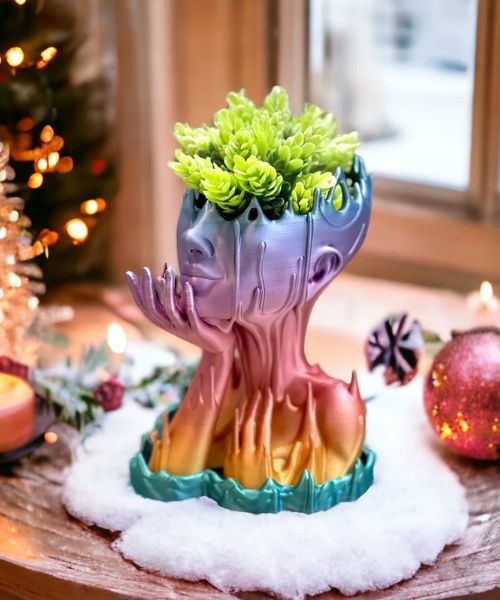 Geschmolzen Skulptur Blume Topf